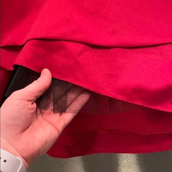 David’s Bridal Red Strapless Formal Gown with Wrap - Picture 8 of 8